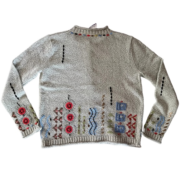 Carson Women’s Cardigan Sweater Beaded Embroidery Geometric Floral Design - Picture 2 of 10